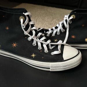 Converse Black High-Top Sneakers with embroidered Star Design